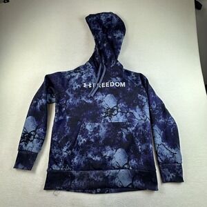 Under Armour Freedom Rival Hoodie Womens Small Camo Pullover American Flag